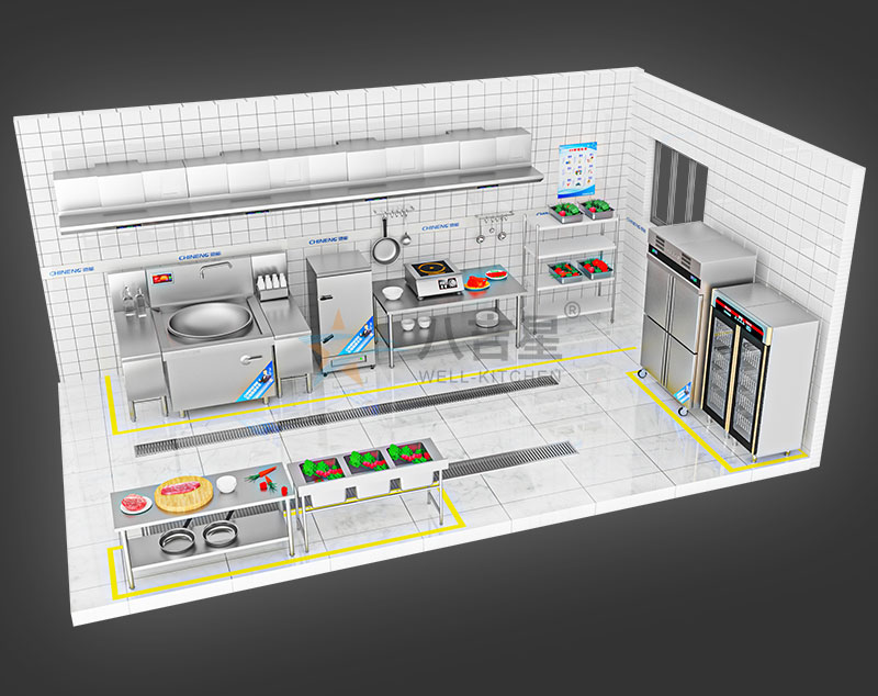 20-50人公司食堂廚房工程3d效果圖