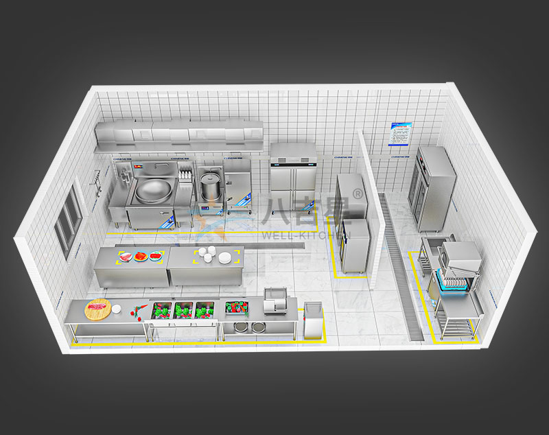 20-50人公司食堂廚房工程3d效果圖