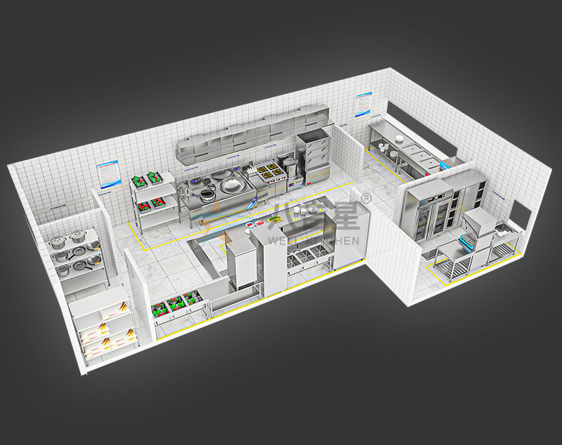 50-100人公司食堂廚房工程3d效果圖