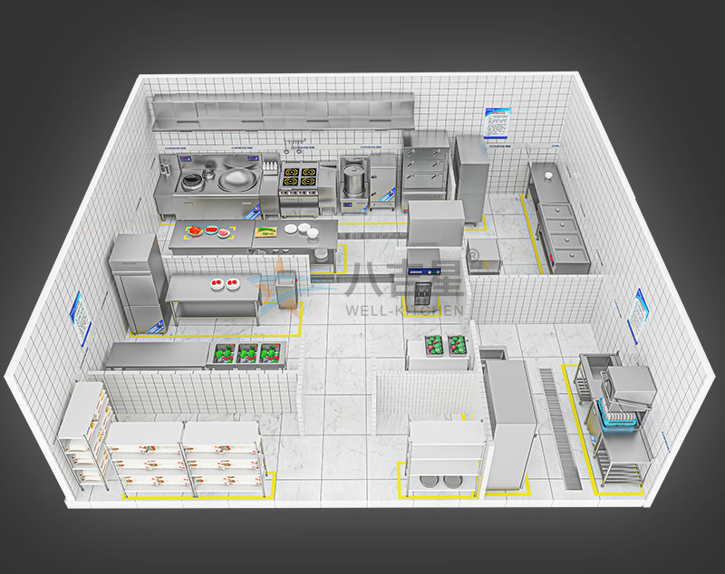 100-150人公司食堂廚房工程3d效果圖