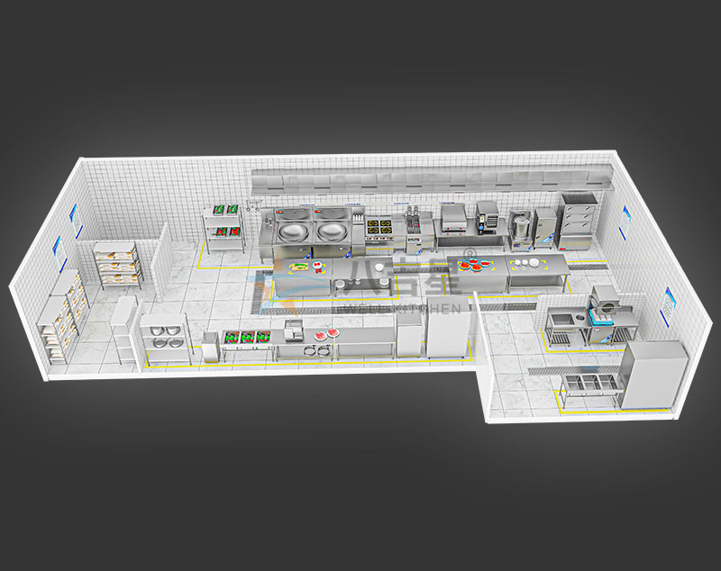 100-150人公司食堂廚房工程3d效果圖