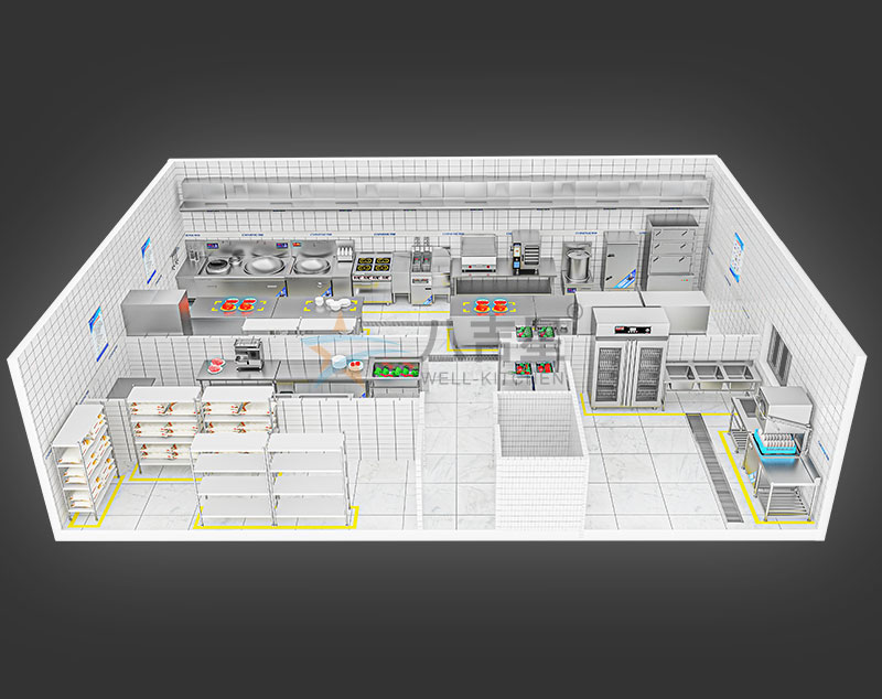 150-200人公司食堂廚房工程3d效果圖