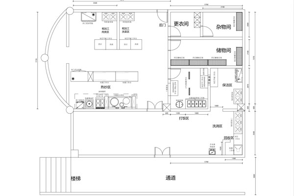 東莞大嶺山第二小學食堂廚房平面設(shè)計圖