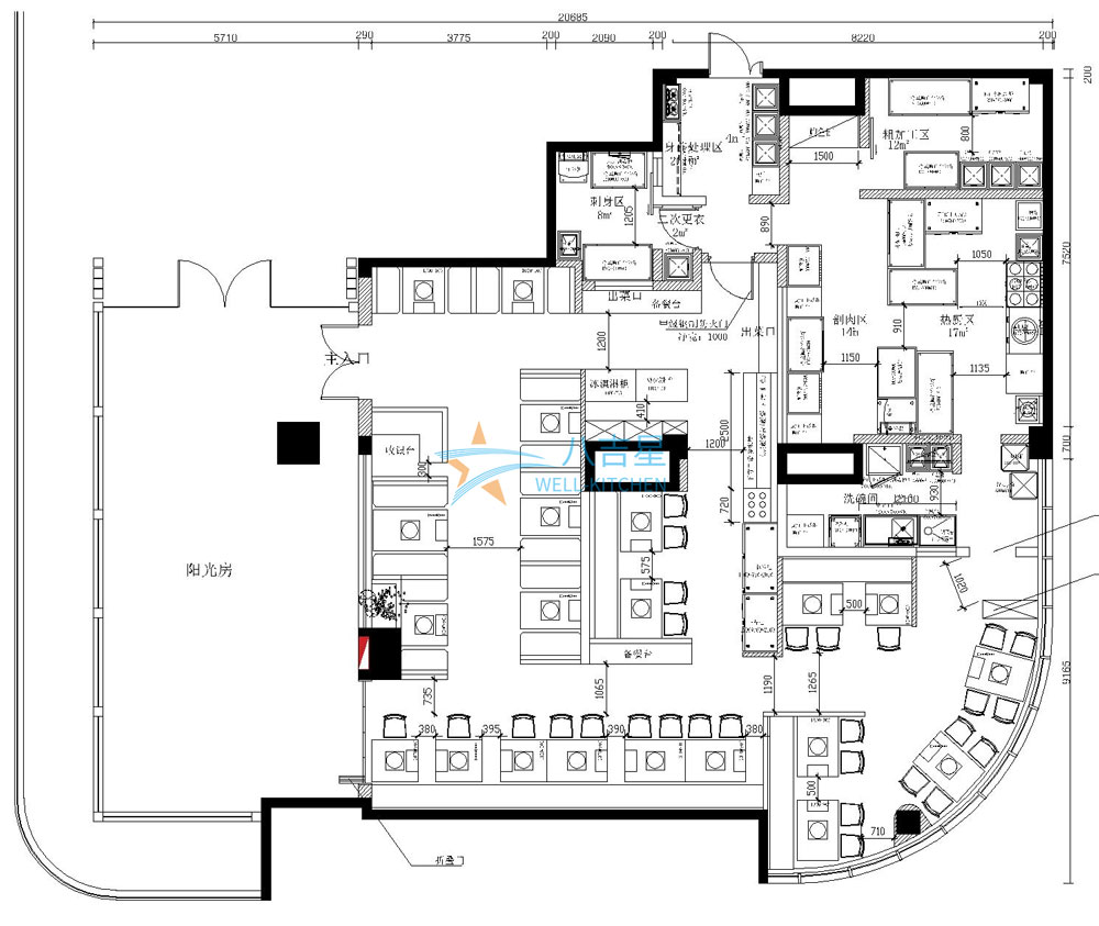 御牛師和牛自助火鍋店廚房設(shè)計(jì)圖