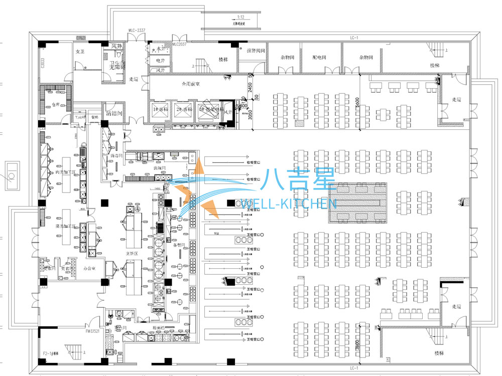 廣州方邦電子員工食堂廚房工程平面設(shè)計(jì)圖